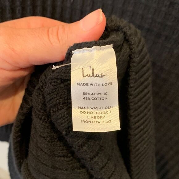 Lulus Black Cardigan with Gold Buttons slouchy and cozy heavyweight size large - Picture 9 of 9